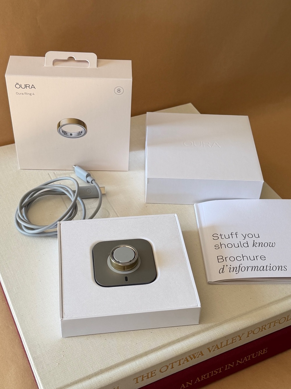 Oura Ring Gen 4 — Gold — Size 8 with charger and in original box